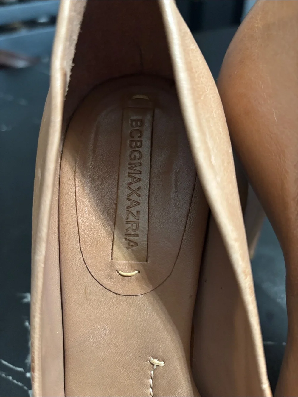 BCBGMaxAzria All leather made in Brazil Tan Peep-Toe Leather Pumps